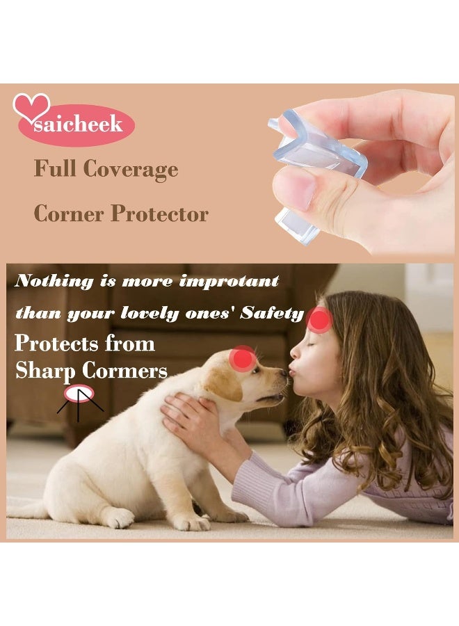 saicheek 4Pcs Large Silicone Corner Guard Protector Baby Proofing, Table Corner Protectors for Baby, Strong Adhesive T Shaped Baby Head Protector Table Corner Protectors for Furniture - Image 2